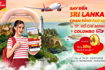 Khám phá Sri Lanka cùng Vietjet, vé từ 0 đồng