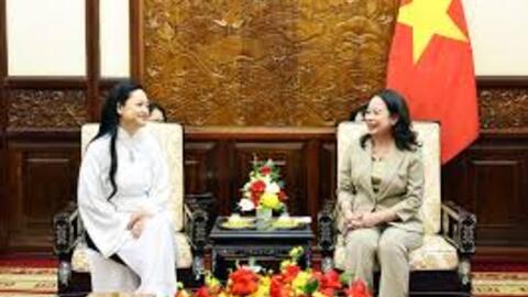 Phó Chủ tịch nước Võ Thị Ánh Xuân tiếp nữ phi hành gia Amanda Nguyễn