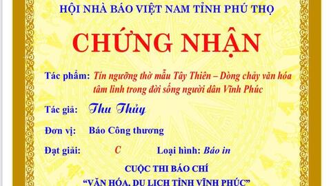 Báo Công Thương đạt giải C Cuộc thi báo chí Văn hóa, du lịch Phú Thọ
