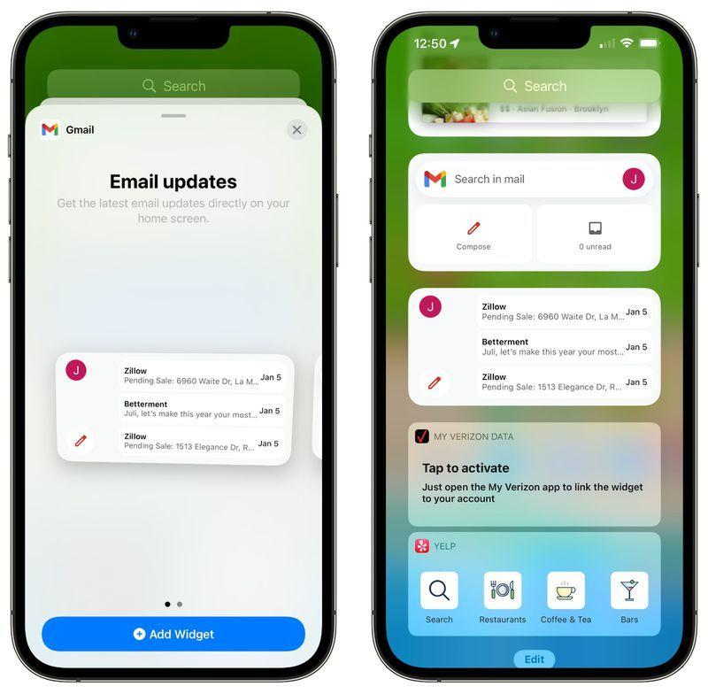 Ứng dụng Gmail trên iOS cập nhật widget như thế nào?