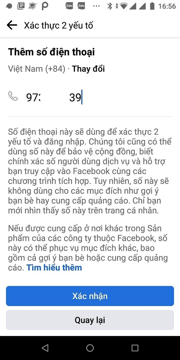 Hướng dẫn bật Facebook Protect qua SMS