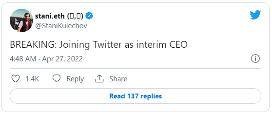 Dòng tweet hé lộ chân dung "CEO tạm quyền" của Twitter - Ảnh 1.