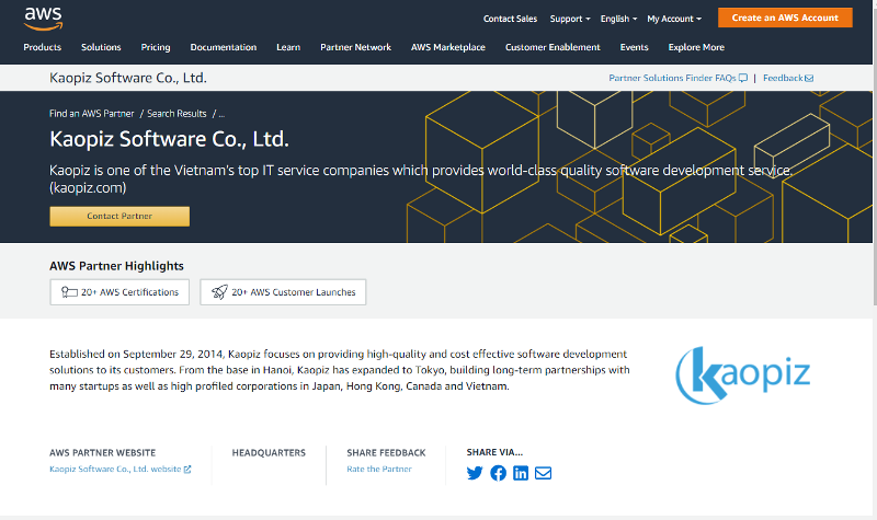 Kaopiz Software chính thức trở thành Advanced Consulting Partner của AWS tại Việt Nam