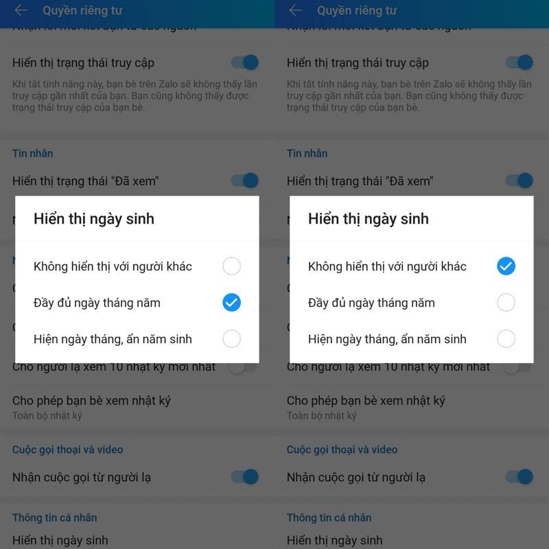 Hướng dẫn ẩn sinh nhật của mình trên Zalo