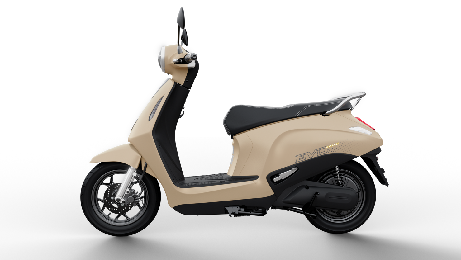 Evo Grand và Evo Grand Lite có 9 lựa chọn về màu sắc, trong đó có những màu lần đầu tiên xuất hiện trên thị trường xe máy điện như Xanh Oliu, Vàng cát…
