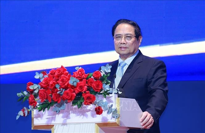 Thủ tướng Phạm Minh Chính, Trưởng Ban Chỉ đạo quốc gia về Trung tâm tài chính quốc tế tại Việt Nam phát biểu chỉ đạo. Ảnh: Dương Giang/TTXVN