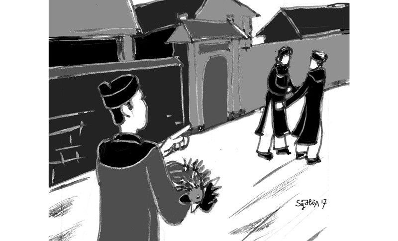 Tiến sĩ Vũ Công Đạo và Vũ Duy Đoán nhiều lần lên tiếng khuyên chúa Trịnh bỏ thú vui chọi gà mà lo chuyện chính sự. Ảnh minh họa: ITN. cac-dai-khoa-khuyen-chua-trinh-tu-bo-thu-vui-tam-phao-5.jpg