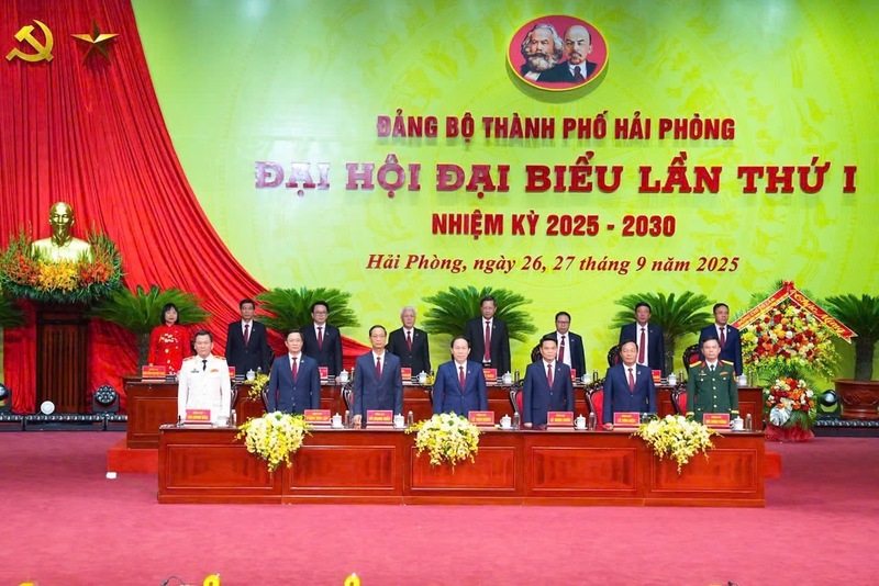 Đại hội đại biểu Đảng bộ TP. Hải Phòng lần thứ nhất, nhiệm kỳ 2025-2030. Ảnh: Lê Dũng