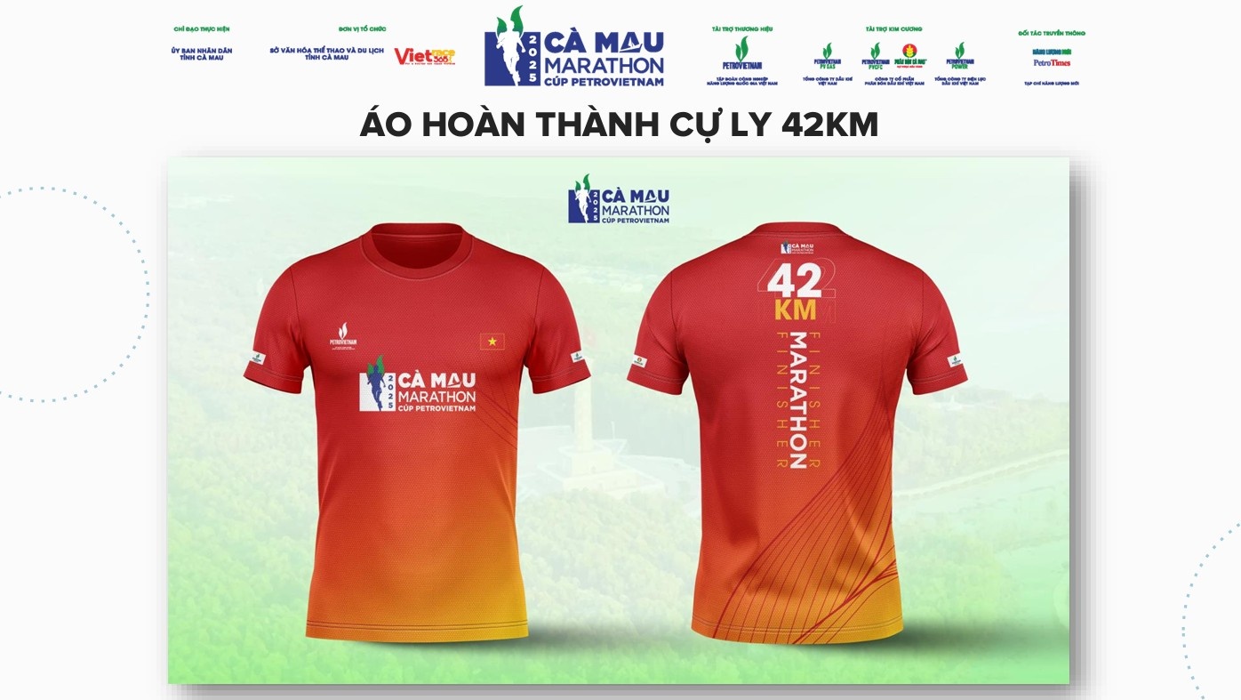 Bộ Race Kit chính thức của Giải Marathon Cà Mau 2025 – Cup Petrovietnam: Sắc màu năng lượng từ Đất Mũi Bộ Race Kit của giải Marathon Cà Mau 2025 - Cup Petrovietnam: Sắc màu năng lượng từ Đất Mũi