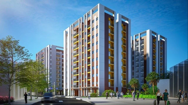 Phối cảnh công trình nhà ở xã hội tại phường An Xuyên, tỉnh Cà Mau do Công ty TNHH T&T Land Cà Mau làm chủ đầu tư.