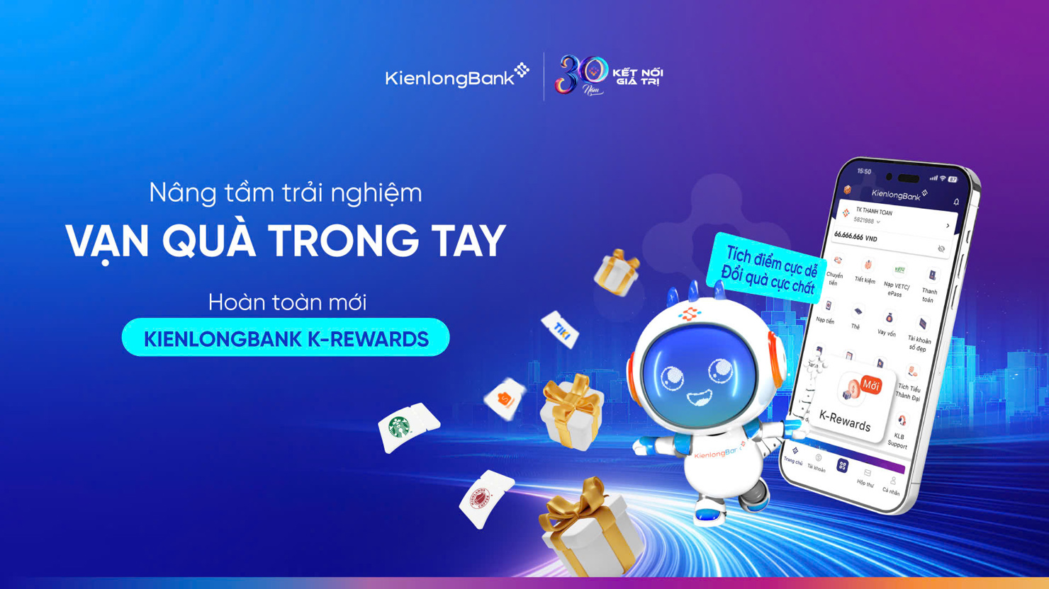 KienlongBank chính thức ra mắt K-Rewards – hệ thống Loyalty/Điểm thưởng được tích hợp trực tiếp trên ứng dụng ngân hàng số .