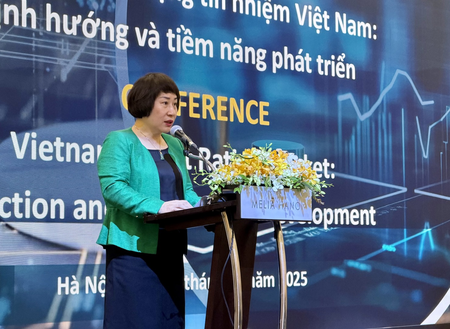 Bà Phạm Thị Thanh Tâm – Phó Vụ trưởng Vụ Các định chế tài chính phát biểu khai mạc Hội thảo. Ảnh: HD