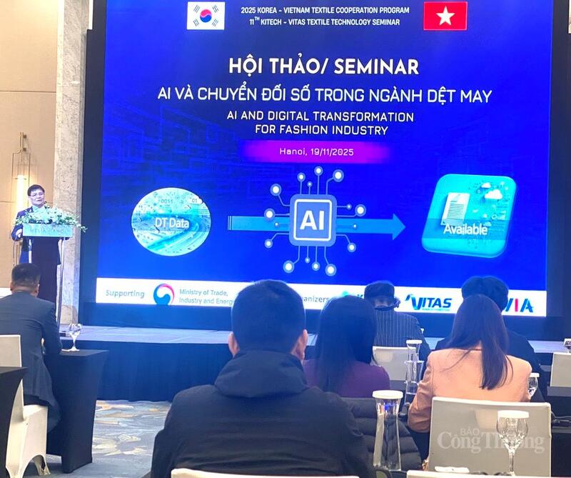 Ông Trương Văn Cẩm - Phó Chủ tịch Hiệp hội dệt may Việt Nam phát biểu tại Hội thảo. Ảnh: Hải Linh