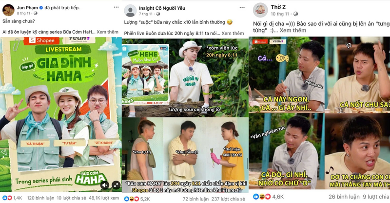 Lượng tương tác cao trên các trang mạng xã hội cho thấy sức lan tỏa của “Bữa Cơm Haha” và hiệu ứng tích cực từ các nội dung liên quan đến chương trình.