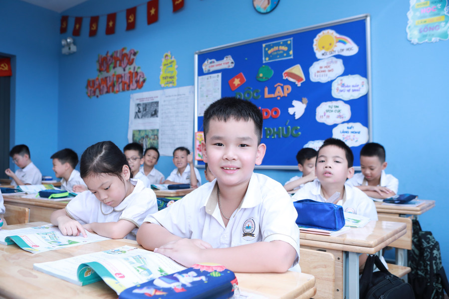 Học sinh Trường Tiểu học Đại Mỗ 3, phường Tây Mỗ, Hà Nội. Ảnh: Đình Tuệ.