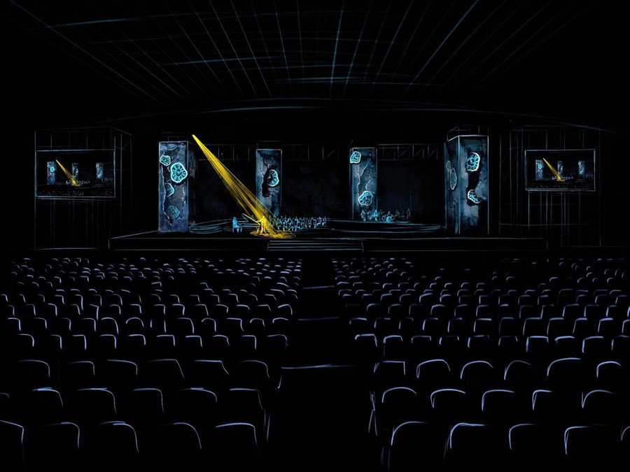 Hình ảnh sân khấu đêm nhạc Về đây bốn Cánh chim trời được đạo diễn Phạm Hồng Thắng dày công chuẩn bị. show-1.jpg