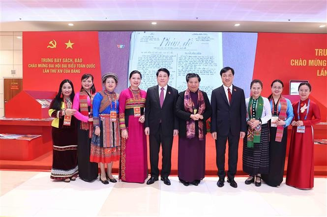 Chủ tịch nước Lương Cường và các đại biểu đến dự Đại hội. Ảnh: TTXVN