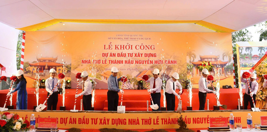 Nghi thức khởi công xây dựng Nhà thờ Lễ Thành hầu Nguyễn Hữu Cảnh.