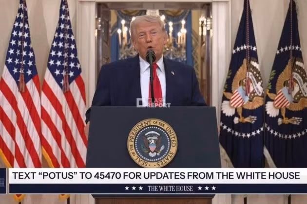 Tổng thống Mỹ Donald Trump phát biểu tại Nhà Trắng, ngày 1/4/2026.