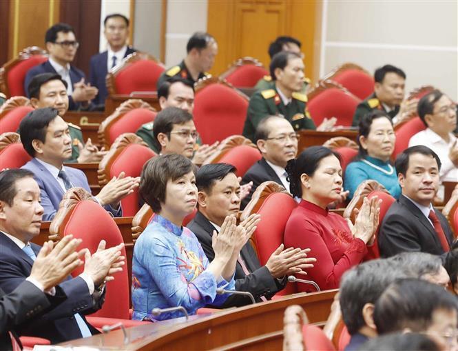 Các đại biểu tham dự Hội nghị công bố Quyết định của Bộ Chính trị về công tác cán bộ. Ảnh: Thống Nhất/TTXVN