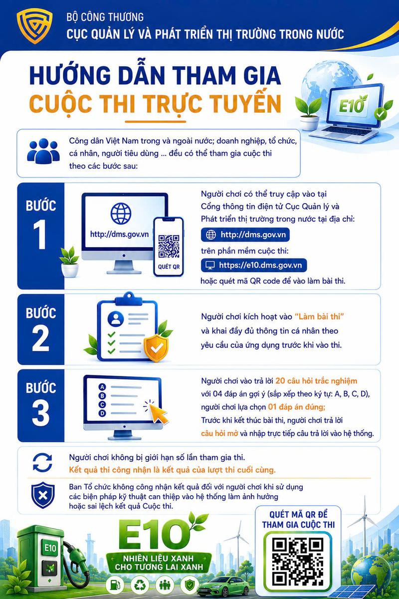 Cuộc thi tìm hiểu về xăng sinh học E10 bắt đầu từ 10h ngày 25/5 - 2