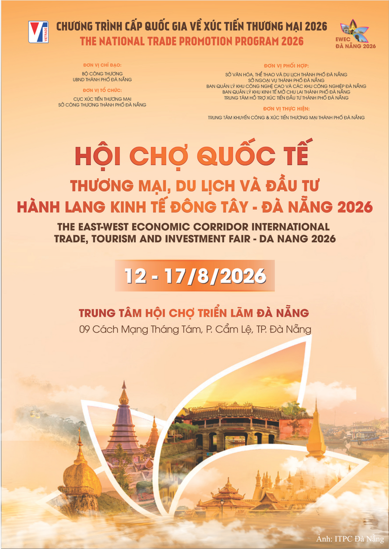 EWEC – Đà Nẵng 2026 sẽ chính thức diễn ra từ 12 - 17/8 tại Trung tâm Hội chợ Triển lãm Đà Nẵng (số 09 Cách Mạng Tháng Tám, phường Cẩm Lệ, TP. Đà Nẵng).