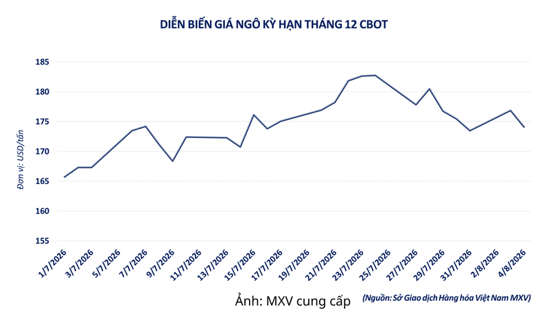 Diễn biến giá ngô CBOT kỳ hạn tháng 12.