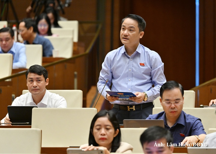 Đại biểu Lê Văn Thế, đoàn ĐBQH tỉnh Ninh Bình phát biểu cho ý kiến hoàn thiện dự thảo sửa đổi Luật Đất đai năm 2024.