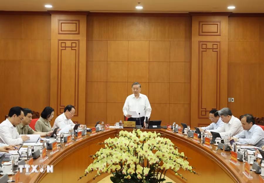 Tổng Bí thư, Chủ tịch nước Tô Lâm phát biểu chỉ đạo. (Ảnh: Thống Nhất/TTXVN) Tổng Bí thư, Chủ tịch nước Tô Lâm phát biểu chỉ đạo. (Ảnh: Thống Nhất/TTXVN)