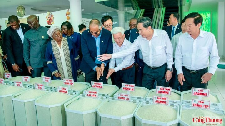 Chủ tịch Quốc hội Trần Thanh Mẫn và Chủ tịch Quốc hội Bờ Biển Ngà Patrick Achi thăm làm việc tại Công ty CP Nông nghiệp công nghệ cao Trung An.