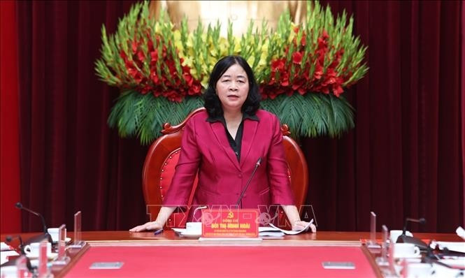 Đồng chí Bùi Thị Minh Hoài phát biểu (ảnh TTXVN). Đồng chí Bùi Thị Minh Hoài phát biểu (ảnh TTXVN).