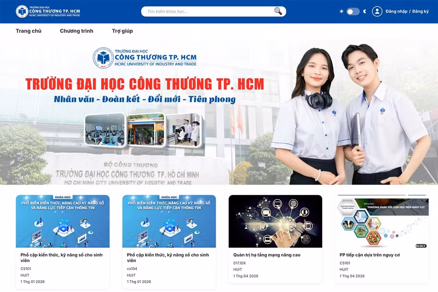 Giao diện nền tảng HUITx của Trường Đại học Công Thương TPHCM dành cho phương thức học tập e-learning. Ảnh: HUIT. huitx.jpg