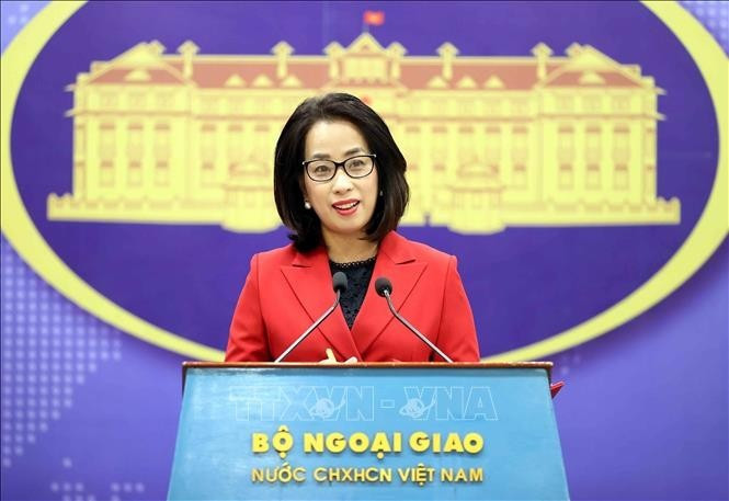 Người phát ngôn Bộ Ngoại giao Phạm Thu Hằng trả lời câu hỏi của các cơ quan báo chí trong nước và quốc tế. Ảnh: An Đăng/TTXVN Người phát ngôn Bộ Ngoại giao Phạm Thu Hằng trả lời câu hỏi của các cơ quan báo chí trong nước và quốc tế. Ảnh: An Đăng/TTXVN
